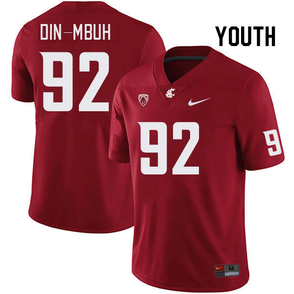 Youth #92 Ansel Din-Mbuh Washington State Cougars College Football Jerseys Stitched Sale-Crimson